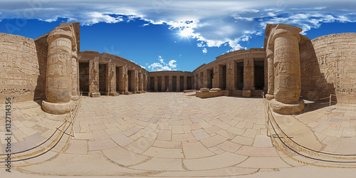 Obraz na płótnie egypt, luxor the temple of ramesses III at medinet habu 360° equirctangular vr environment 3d render w salonie
