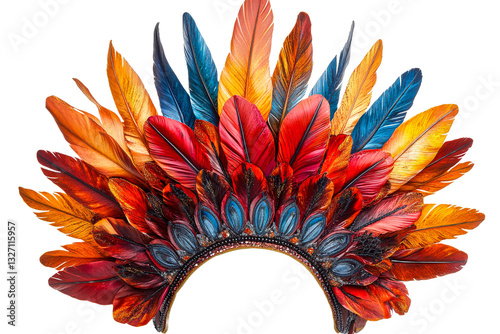 Bright feather headdress for cultural celebration or costume