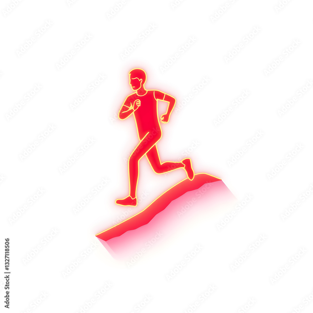 Person runner holographic 3D icon. neon symbol vector illustration isolated on white background. Generative AI Person runner holographic 3D icon. neon symbol vector illustration isolated on white background. Generative AI