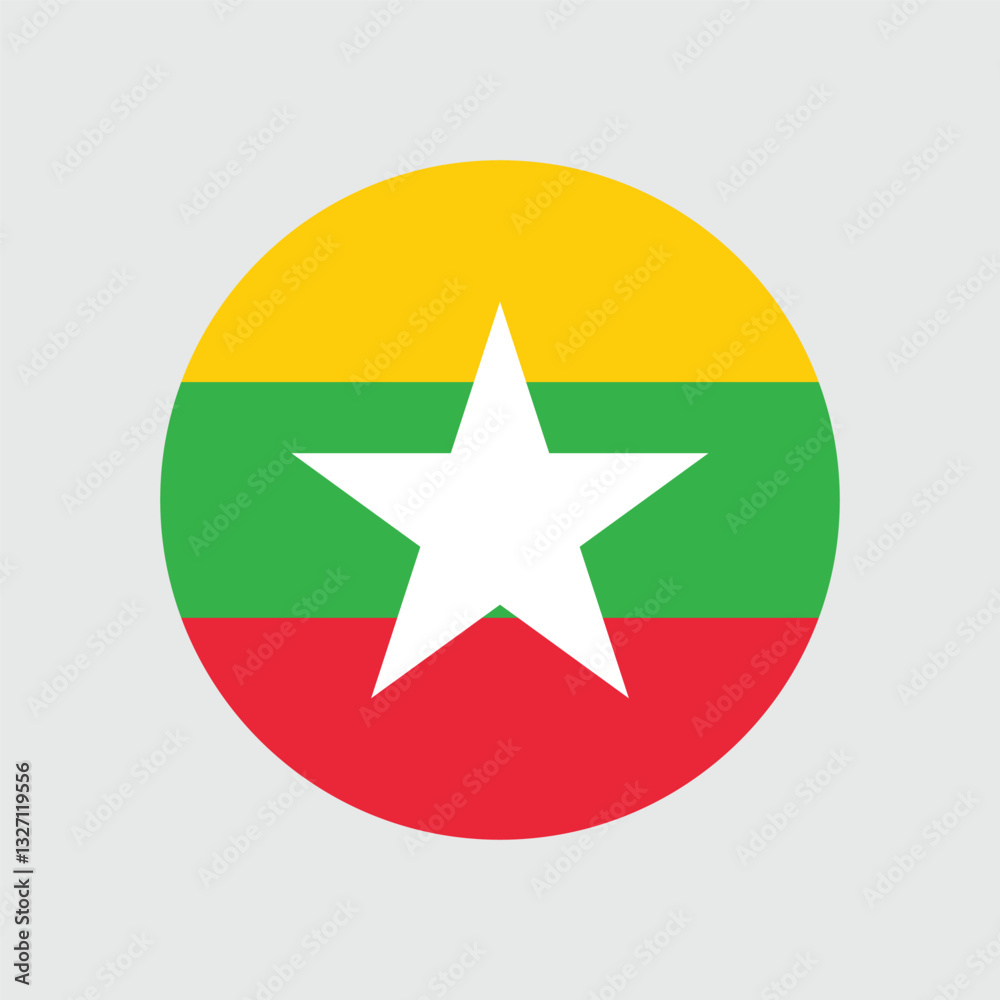 Myanmar (Birmania) Flag Sphere Vector Myanmar (Birmania) Flag Sphere Vector