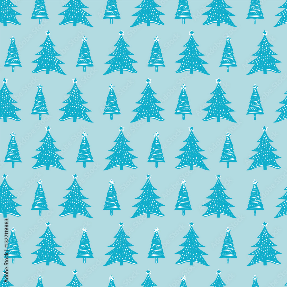 Obraz premium Seasonal christmas tree vector background. Decorative festive winter foliage for yuletide all over pattern. 