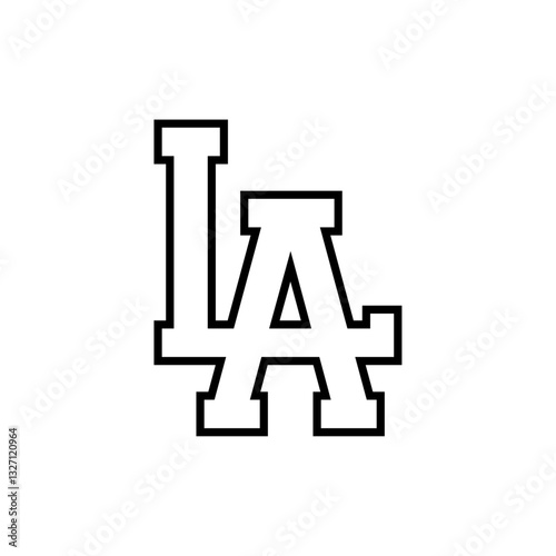LA Retro Merged Intertwined Letters Logo on – Los Angeles Text Illustration Vector