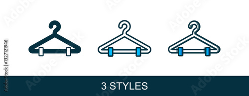 Filled outline Hanger wardrobe icon isolated on white background. Cloakroom icon. Clothes service symbol. Laundry hanger sign. Vector