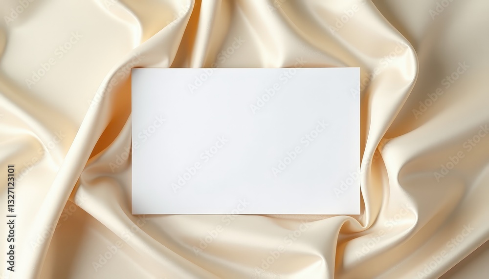 Luxurious Mockup: White Paper on Golden Silk with Elegant Aesthetic. A blank white sheet of paper lies on a smooth, silky fabric. Luxurious Mockup: White Paper on Golden Silk with Elegant Aesthetic. A blank white sheet of paper lies on a smooth, silky fabric.