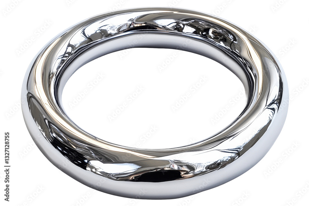 Shiny chrome ring with smooth curves and reflective surface Shiny chrome ring with smooth curves and reflective surface