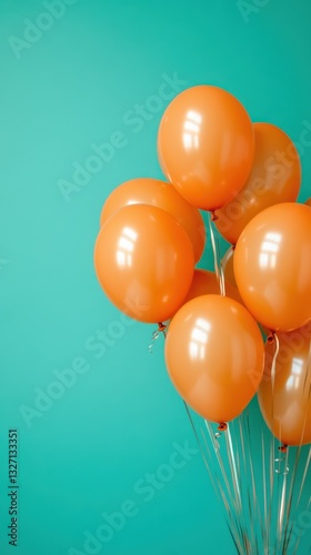 Wallpaper Mural Cheerful orange balloons against teal backdrop for festive celebration and birthday party decorations creating a vibrant color palette and joyful atmosphere Torontodigital.ca
