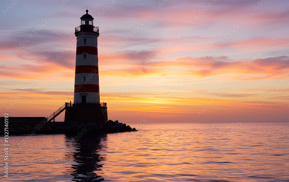 lighthouse at sunset. blank copy space lighthouse at sunset. blank copy space