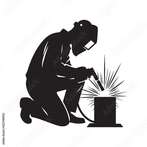Fabrication Welder silhouette, turning raw materials into masterpieces - Welder illustration - Minimalist Welder vector - Profession silhouette
