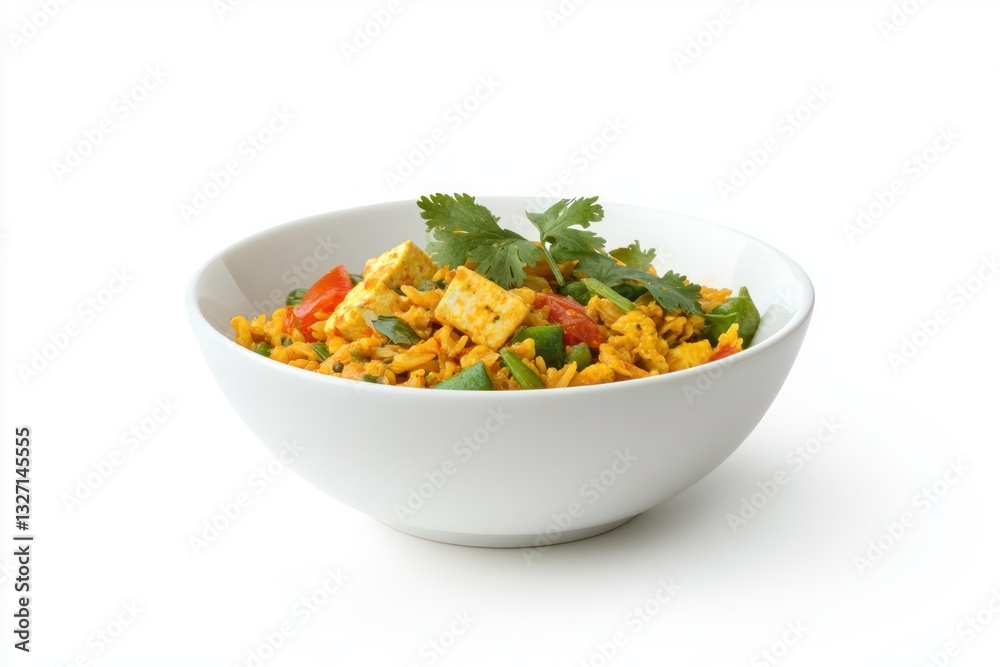 Rice Tofu Salad with Green Pepper and Tomato Delightful Bowl of Healthy Gourmet Vegetarian Cuisine Rice Tofu Salad with Green Pepper and Tomato Delightful Bowl of Healthy Gourmet Vegetarian Cuisine