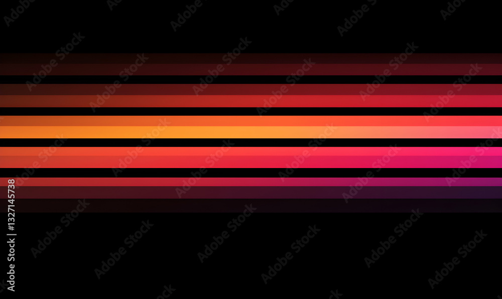Vibrant Horizontal Lines Against Black Backdrop Creates Striking Abstract Design Vibrant Horizontal Lines Against Black Backdrop Creates Striking Abstract Design