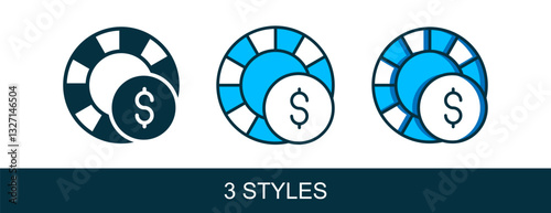 Filled outline Casino chips icon isolated on white background. Casino gambling. Vector