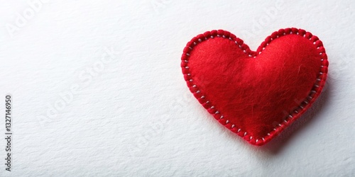 Handmade Felt Heart, Red Heart Craft, DIY Valentine's Day, Needlework Love, Red Felt Heart Decoration