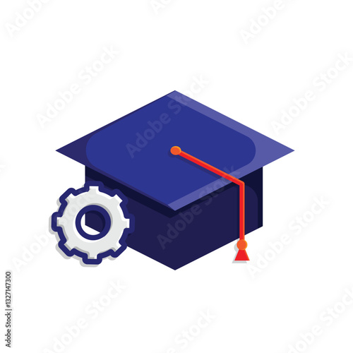 graduation icon. graduation cap toga vector. describes education, learning outcomes, undergraduate. for events, celebrations, flyers. flat color design style