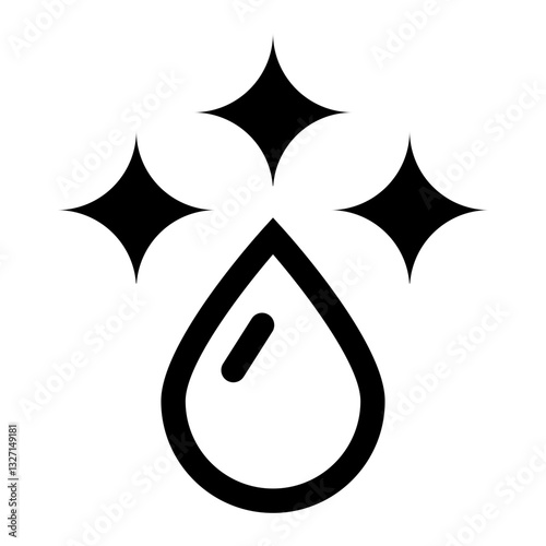 drop icon with sparkles symbolizing purity and freshness.