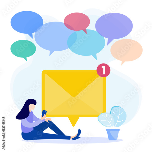 Illustration vector graphic cartoon character of new message