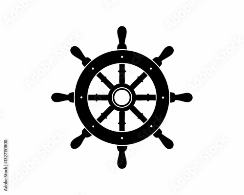 creative details ship steering wheel icon  vector illustration 