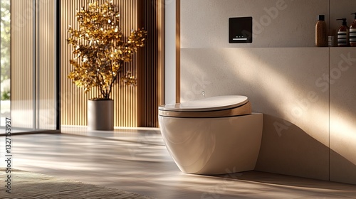 Touchless flush and automated lid in a sleek, uncluttered bathroom space with a smart toilet.
