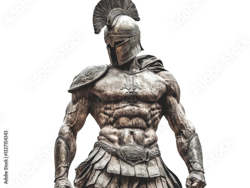 Isolated Spartan Warrior Statue