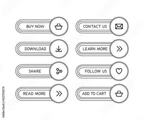 Black and white CTA button set.