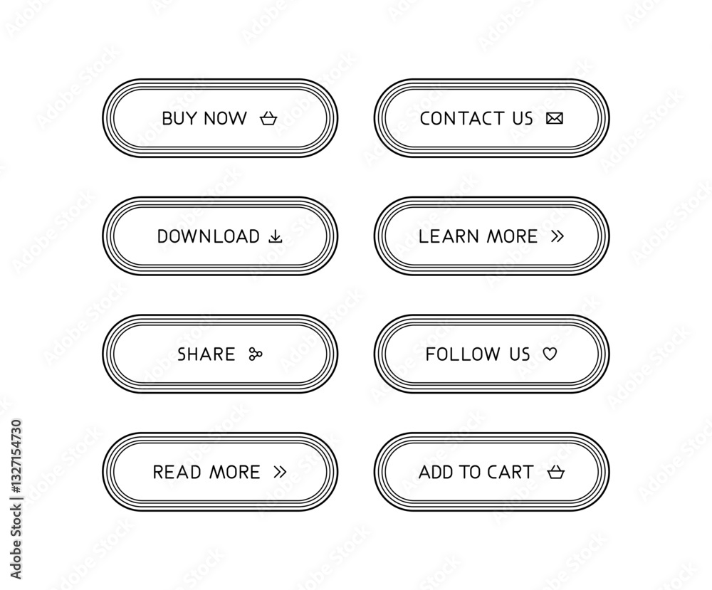 Black and white CTA button set. Black and white CTA button set.
