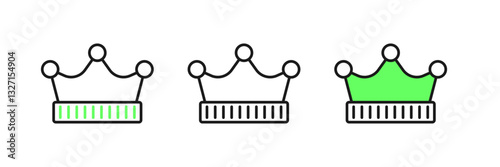 Set line King crown icon isolated on white background. Vector