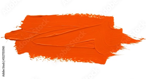 orange paint brush stroke isolated on white background 