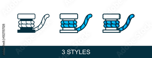 Filled outline Marine bollard with rope tied on pier icon isolated on white background. Vector
