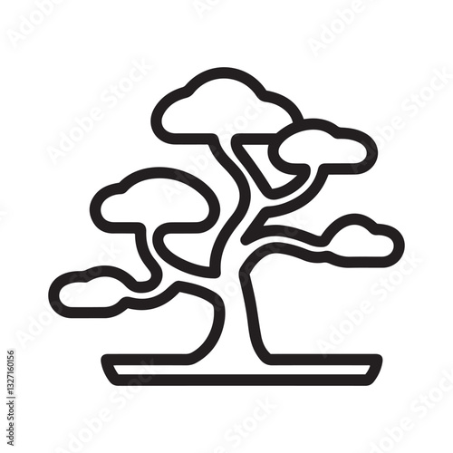 Elegant Bonsai Tree Line Art Icon