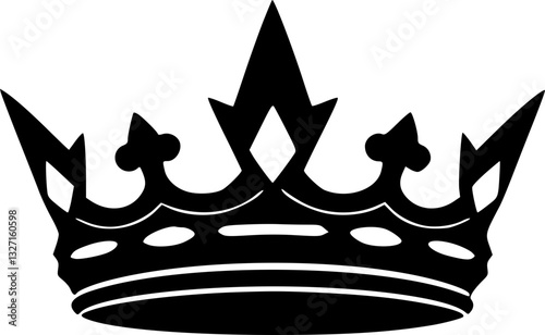 Monochrome black and white crown illustration with jagged edges vector art design royalty power strength symbol minimalist modern abstract graphic