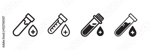 Blood Test Tube Icon Set Medical Laboratory Vector Illustration