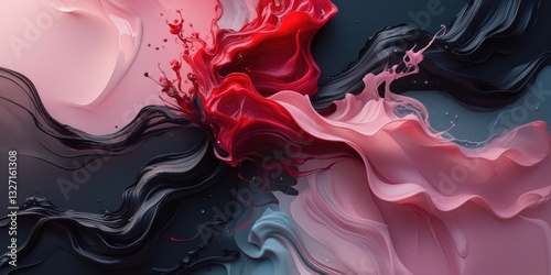 Abstract red smoke background with flowing silky patterns