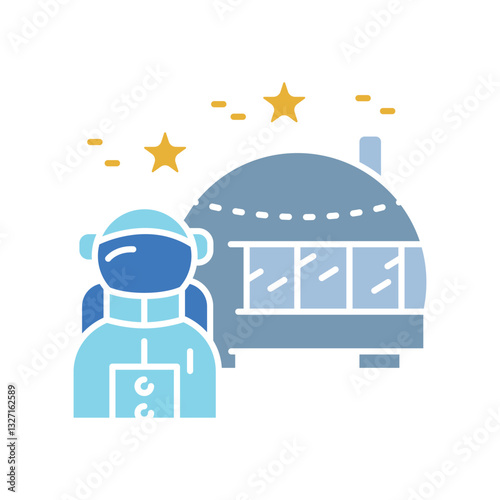 Space colonization color flat icon.