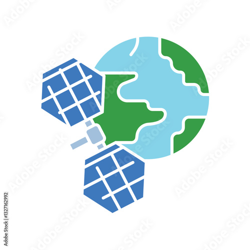 energy production in space color flat icon.