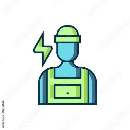 Filled outline Electrician technician engineer icon isolated on white background. Flat filled outline style with shadow. Vector