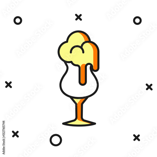 Filled outline Glass of beer icon isolated on white background. Flat filled outline style with shadow. Vector