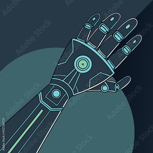 Glowing Cybernetic Hand – Futuristic Bionic Prosthetic with High-Tech Circuits and Augmented Tech