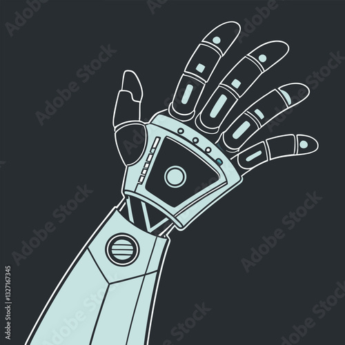 Glowing Cybernetic Hand – Futuristic Bionic Prosthetic with High-Tech Circuits and Augmented Tech