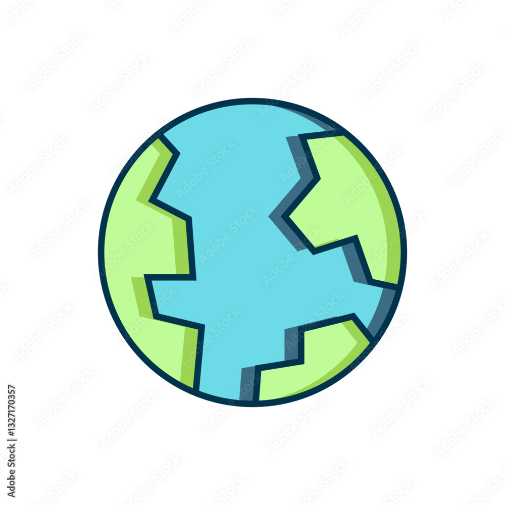 Filled outline Earth globe icon isolated on white background. World or Earth sign. Global internet symbol. Geometric shapes. Flat filled outline style with shadow. Vector Filled outline Earth globe icon isolated on white background. World or Earth sign. Global internet symbol. Geometric shapes. Flat filled outline style with shadow. Vector