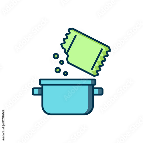 Filled outline Cooking pot and spice icon isolated on white background. Boil or stew food symbol. Flat filled outline style with shadow. Vector