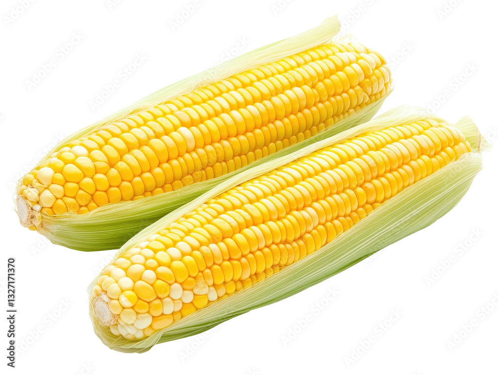 Isolated Two Corn Cobs with Husks Isolated Two Corn Cobs with Husks
