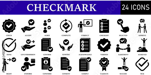 Set of Checkmark Icons or symbols Vector fully editable file.