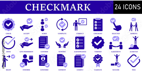 Set of Checkmark Icons or symbols Vector fully editable file.