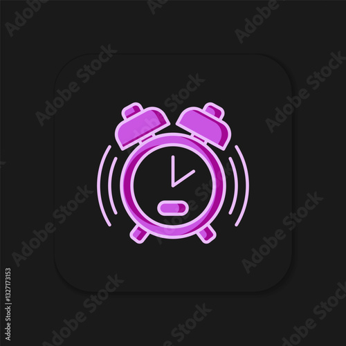 Filled outline Alarm clock icon isolated on black background. Wake up, get up concept. Time sign. Flat filled outline style with shadow. Vector