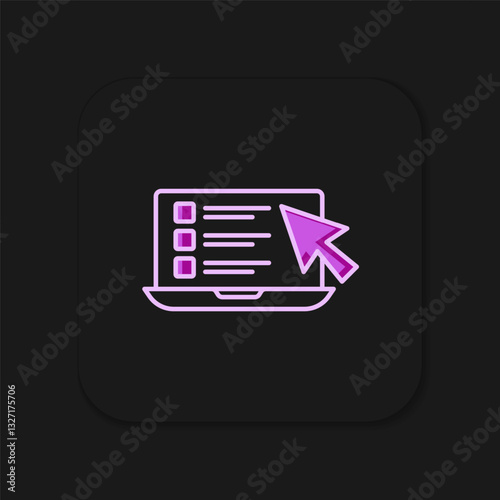 Filled outline Online quiz, test, survey or checklist icon isolated on black background. Exam list. E-education concept. Flat filled outline style with shadow. Vector