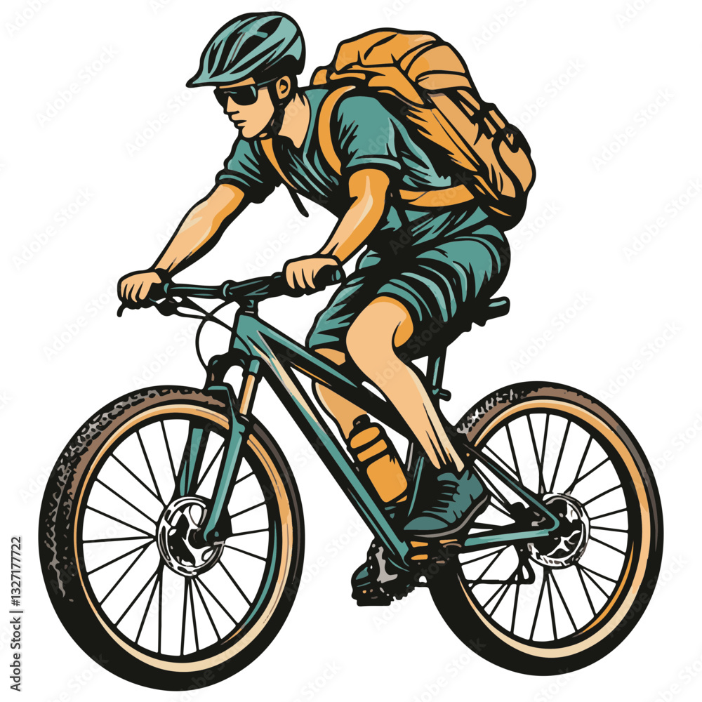 Fototapeta premium man riding a bike