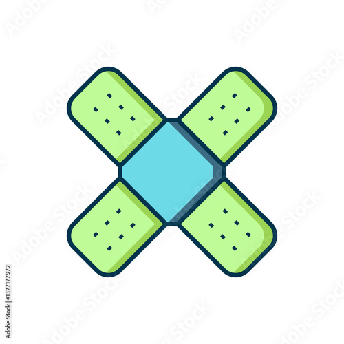 Filled outline Crossed bandage plaster icon isolated on white background. Medical plaster, adhesive bandage, flexible fabric bandage. Flat filled outline style with shadow. Vector