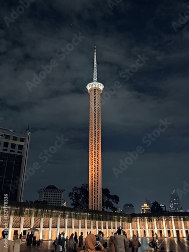 Late night in the area of the istiqlal mosque jakarta 