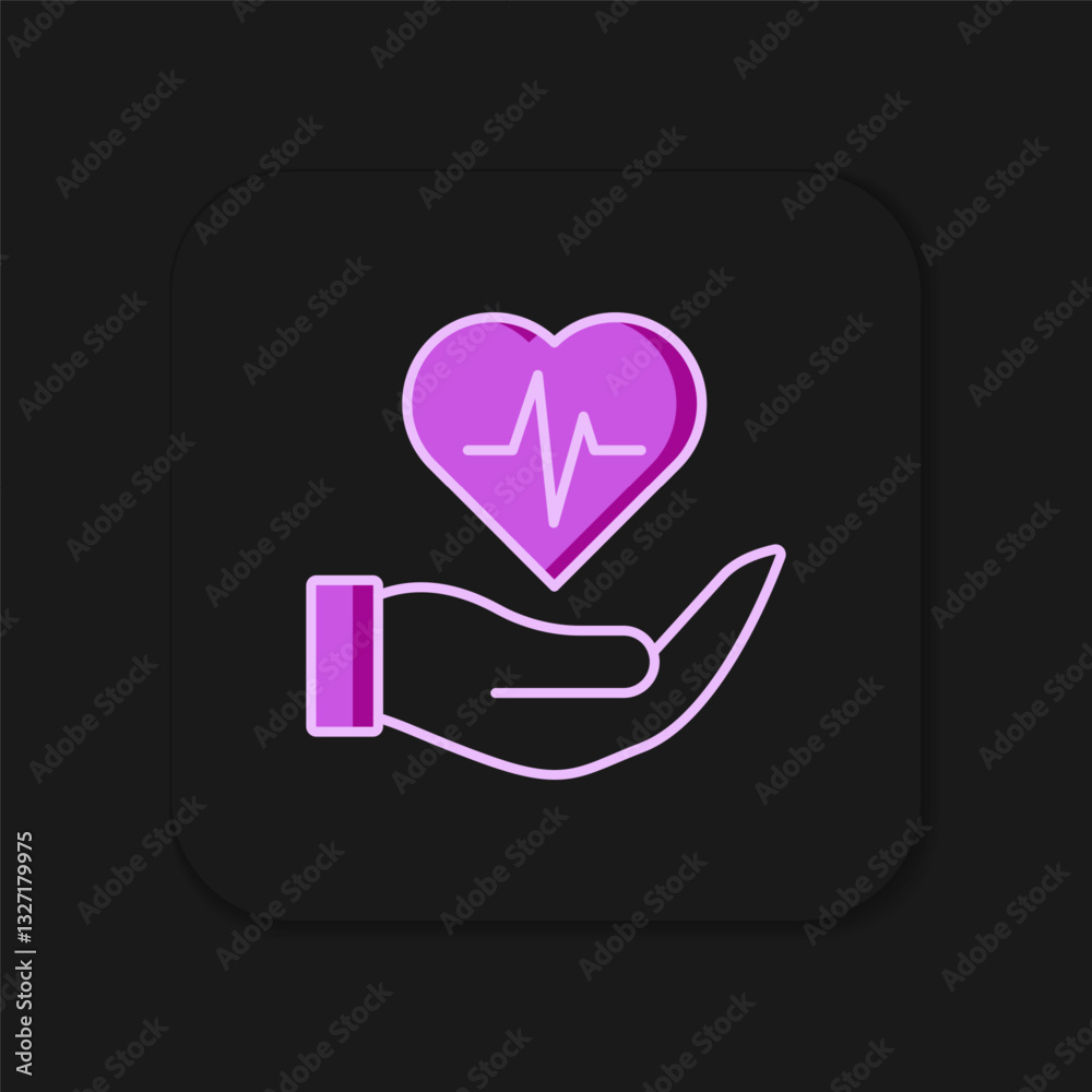 Filled outline Life insurance in hand icon isolated on black background. Security, safety, protection, protect concept. Flat filled outline style with shadow. Vector Filled outline Life insurance in hand icon isolated on black background. Security, safety, protection, protect concept. Flat filled outline style with shadow. Vector