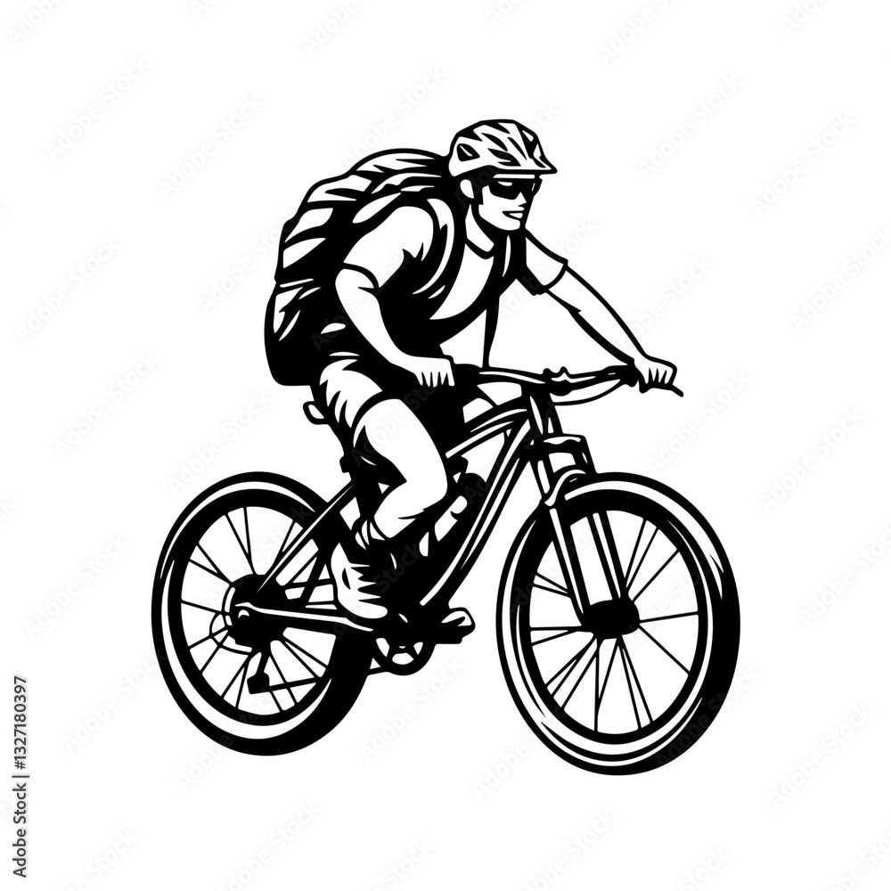 Naklejka premium man riding a bike