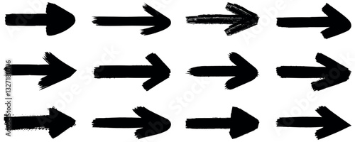 grunge arrow vector. set of arrows black icons. grunge arrow brush. grunge arrow paint.	
